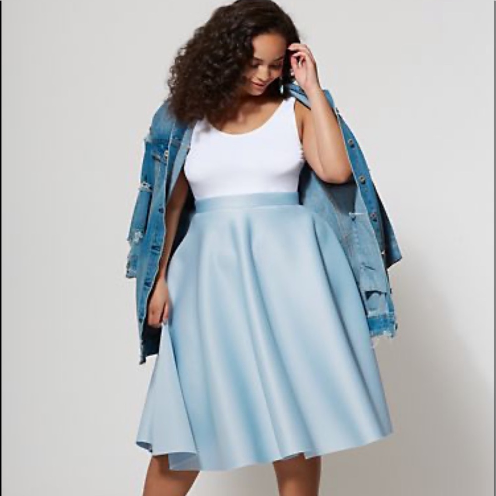 Light blue scuba midi skirt